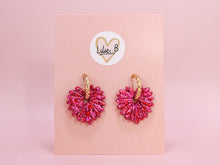 Charger l'image dans la galerie, Pampilles feuille de palmier paillettes rose &amp; rouge