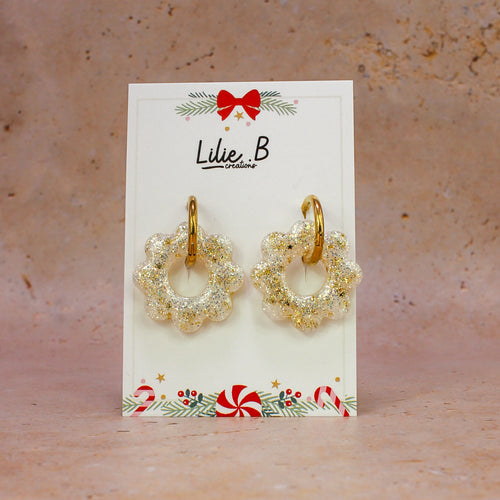 Pampilles Maxi fleurs Paillettes blanc & Or