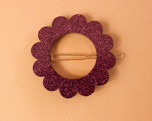 Barrette Paillettes Bordeaux
