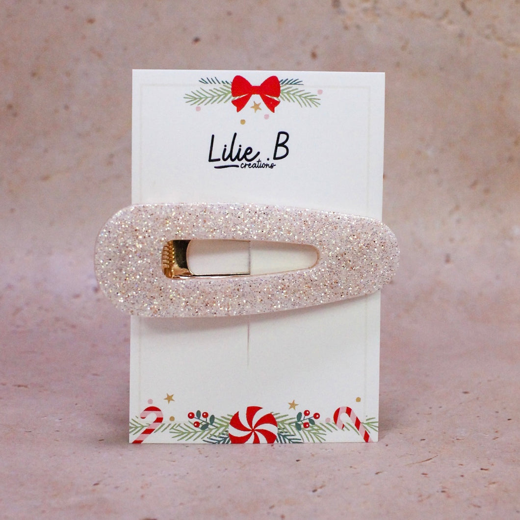 Poppie Clip Paillettes blanc & or