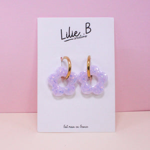 Pampilles Fleurs Violet clair & paillettes