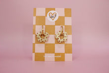 Charger l'image dans la galerie, Pampilles fleurs / mini pampilles beige à pois moka