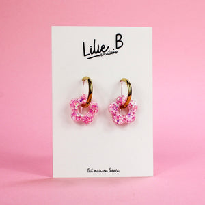 Pampilles mini Fleurs rose & blanc