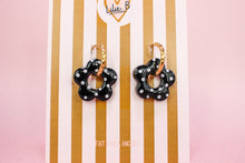 Charger l'image dans la galerie, Pampilles fleurs / mini pampilles Noir à pois blanc