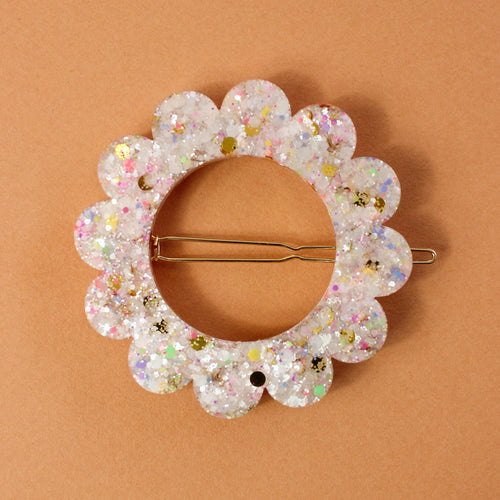 Barrette Blanc & paillettes multi