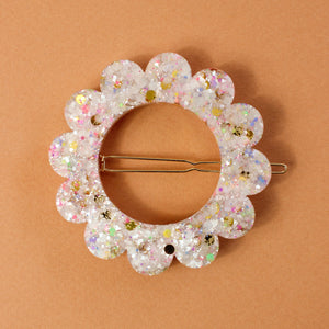 Barrette Blanc & paillettes multi