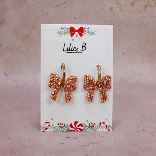 Pampilles Noeud Paillettes Or Rose