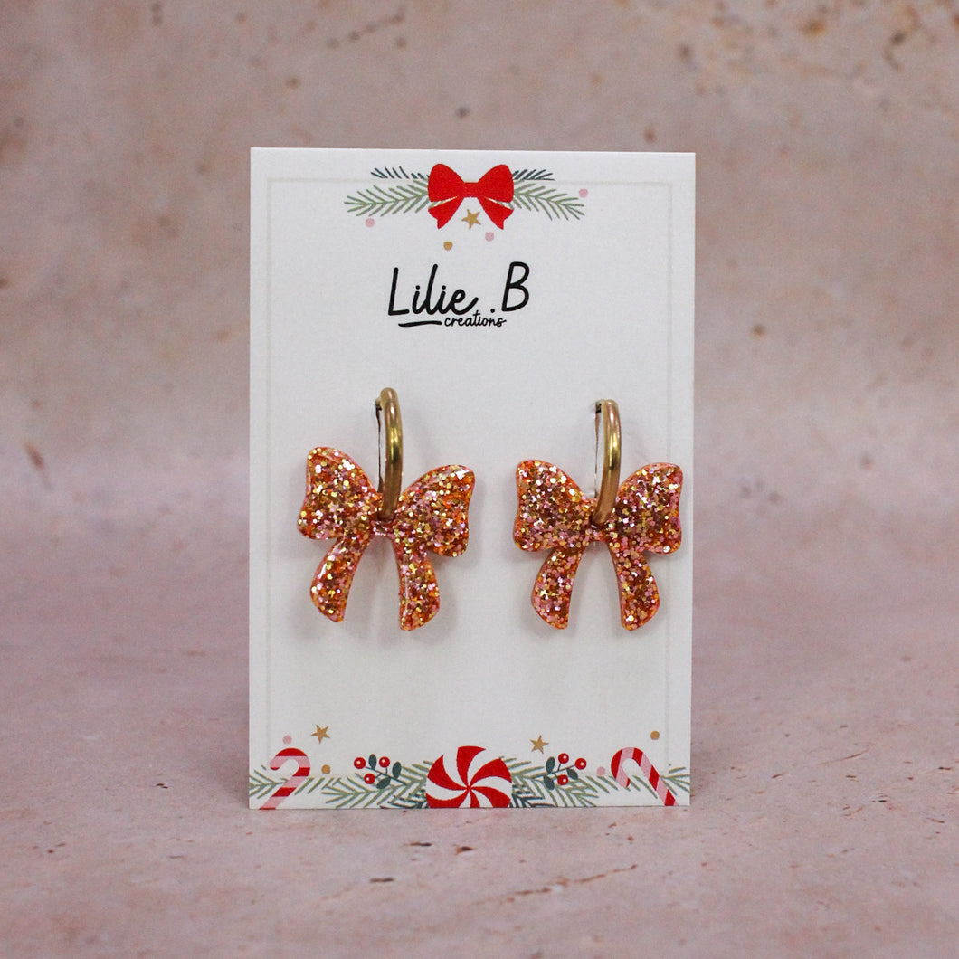 Pampilles Noeud Paillettes Or Rose