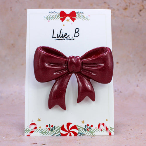 Broche noeud bordeaux