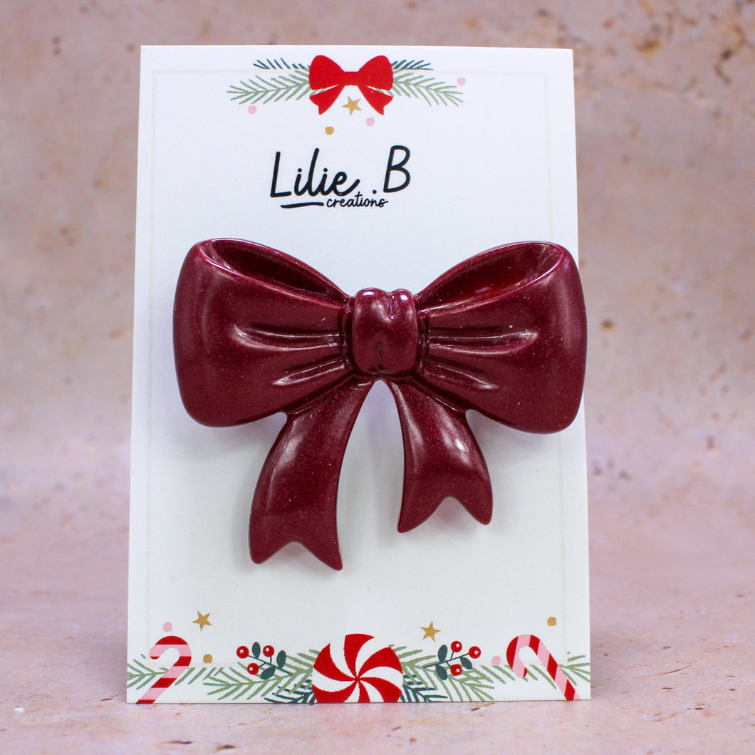 Broche noeud bordeaux