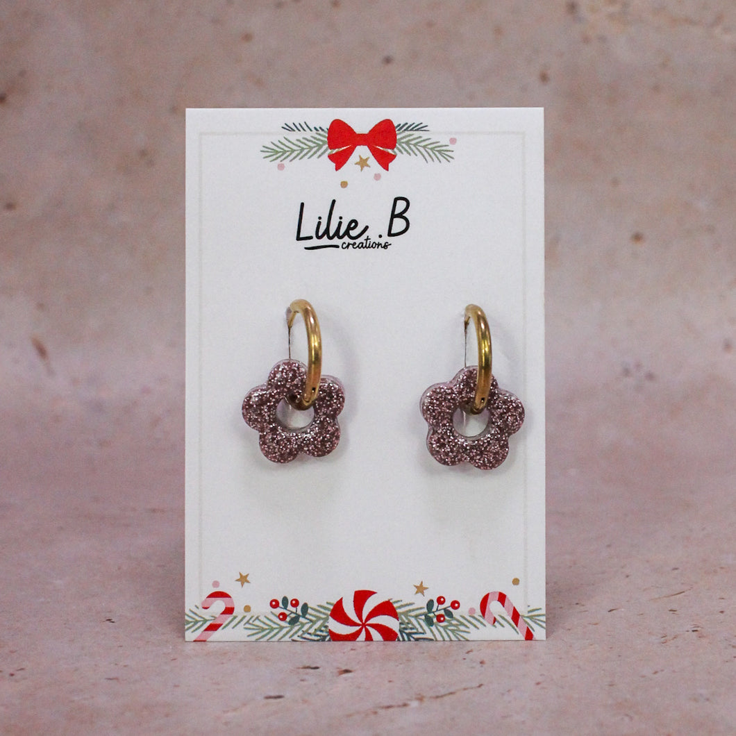 Pampilles fleurs mini paillettes parme