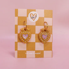 Charger l'image dans la galerie, Pampilles cœur ex-voto gold &amp; rose paillette