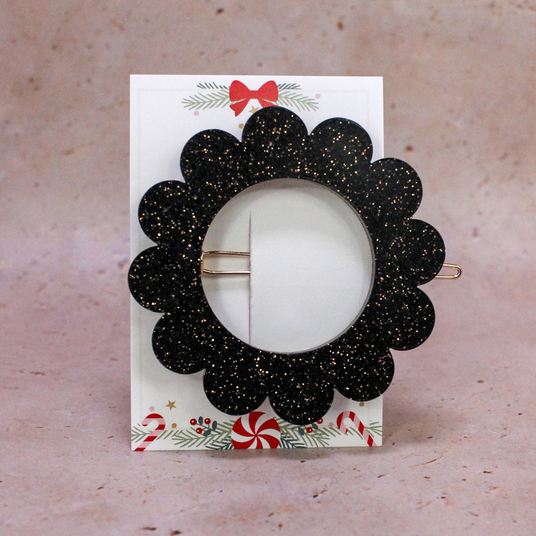 Barrette Noir & paillettes or