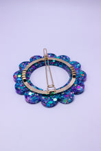 Charger l&#39;image dans la galerie, Barrette Fleur paillettes bleues et roses